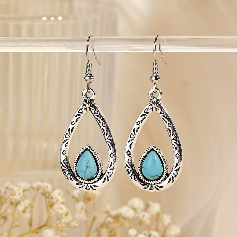 Vintage Inspired Turquoise Water Drop Earrings